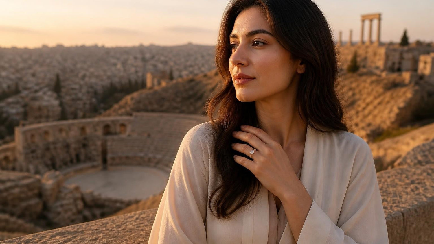 Best engagement rings in Amman — Satéur Destinée Ring™ at the Roman Theatre