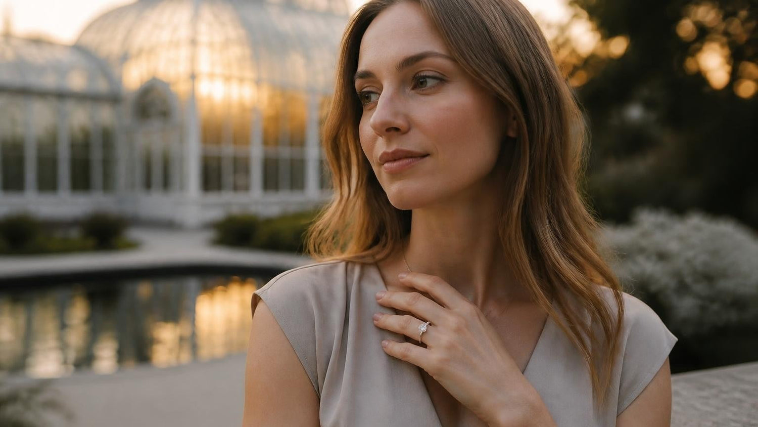 Best engagement rings in Atlanta — Satéur Destinée Ring at the Atlanta Botanical Garden