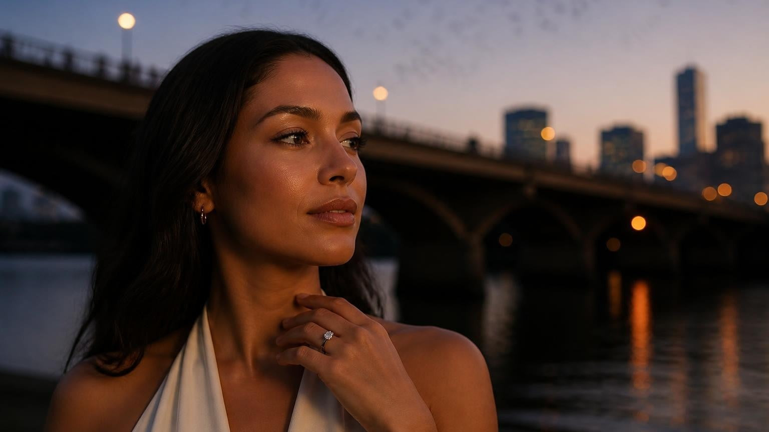 Best engagement rings in Austin — Satéur Destinée Ring at Congress Bridge