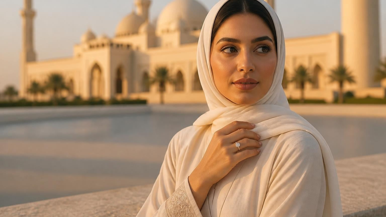 Best engagement rings in Bahrain — Satéur Destinée Ring™ with Al Fateh Grand Mosque