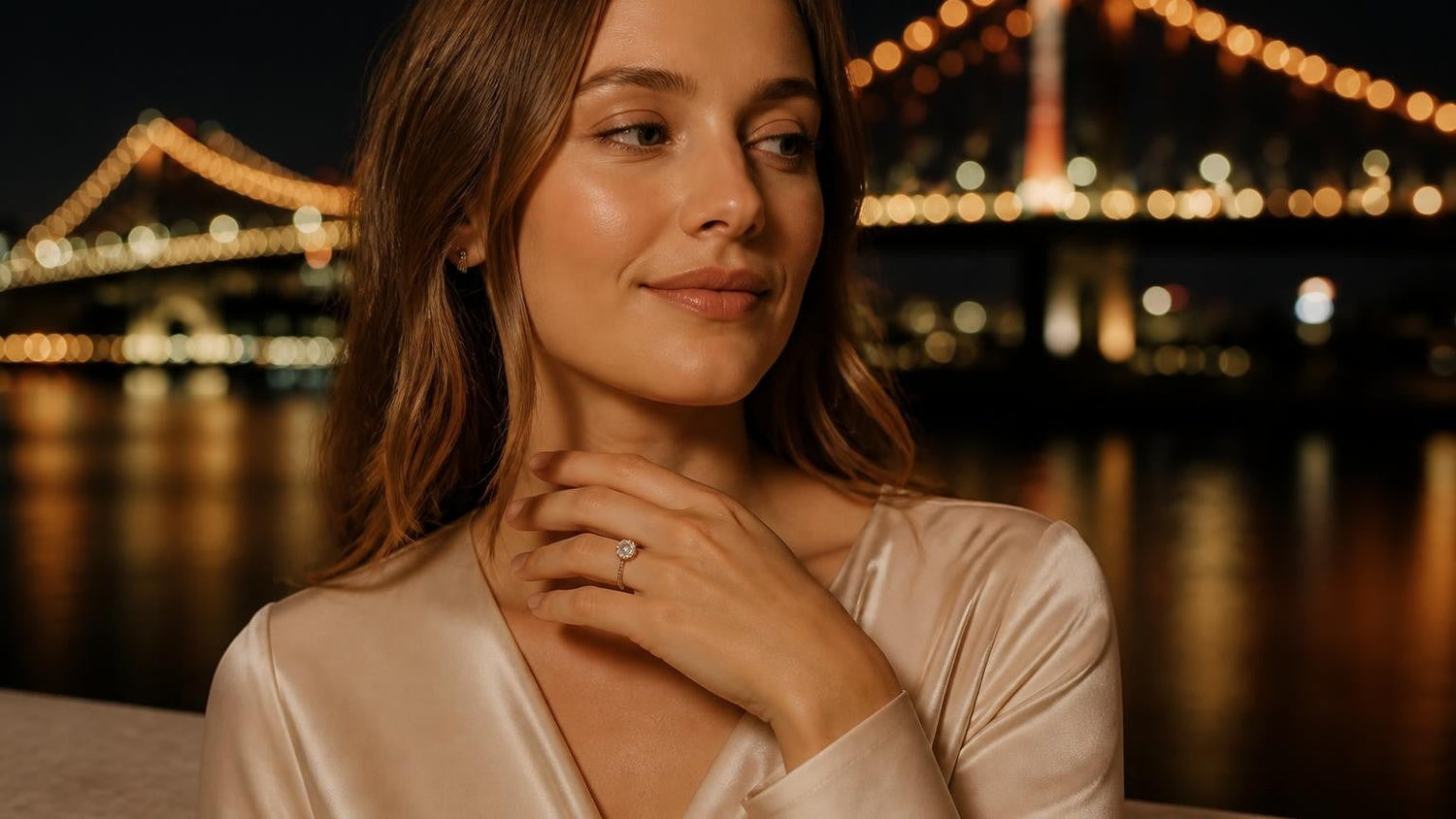 Best engagement rings in Brisbane — Satéur Destinée Ring with Story Bridge