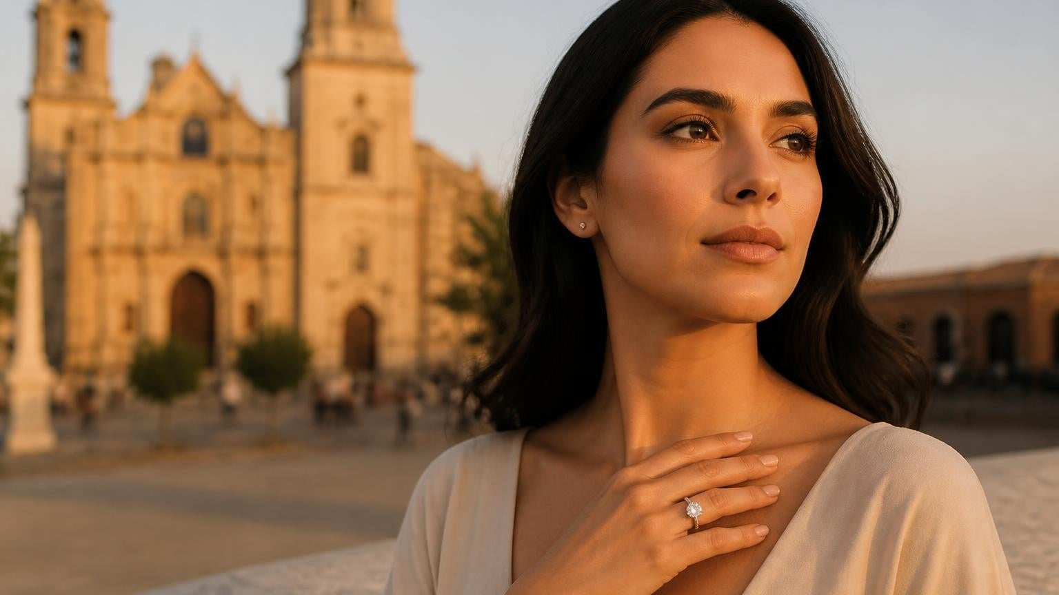 Best engagement rings in Culiacán — Satéur Destinée Ring at the Catedral de Nuestra Señora del Rosario