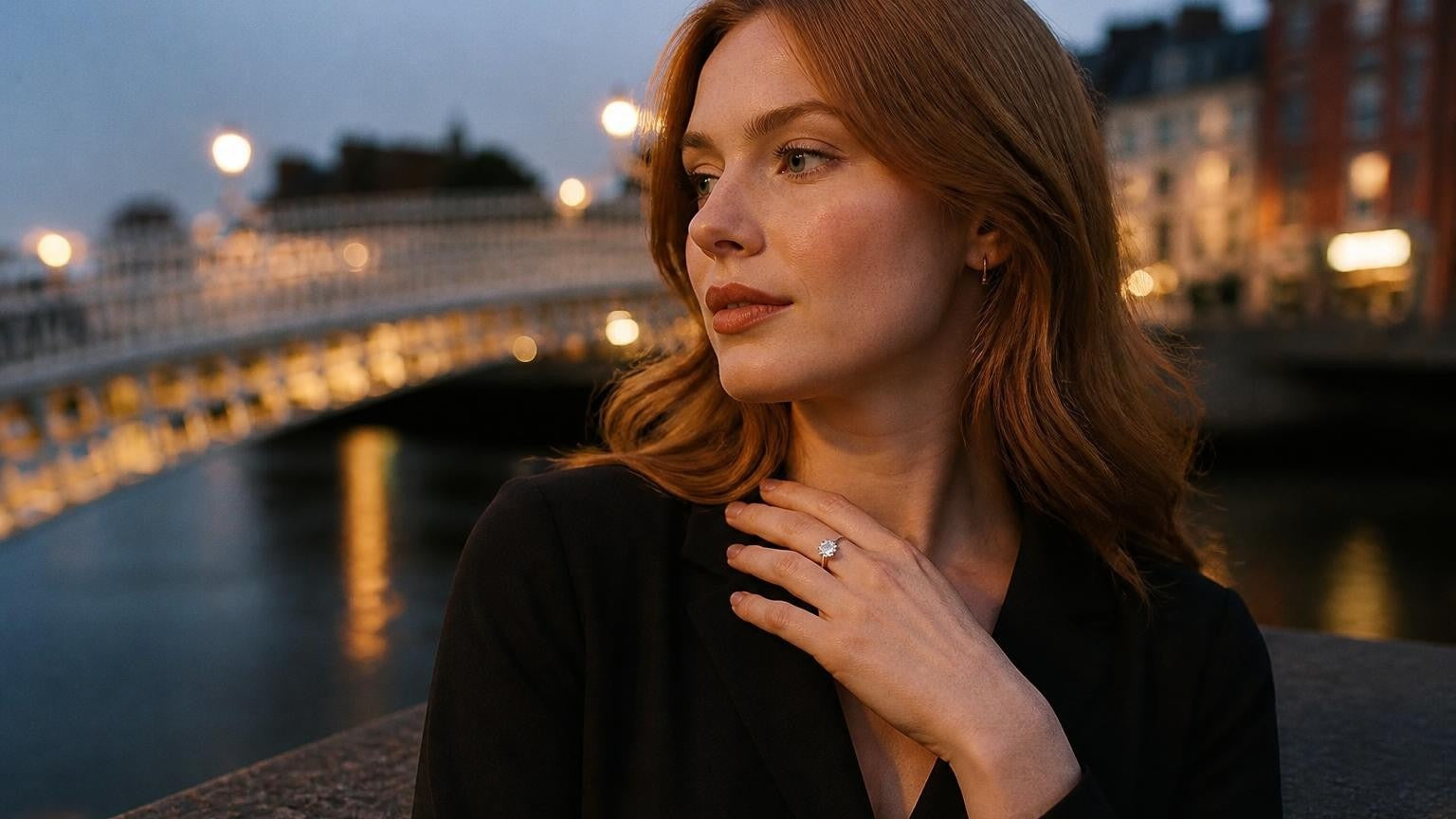 Best engagement rings in Dublin — Satéur Destinée Ring™ with Ha'penny Bridge