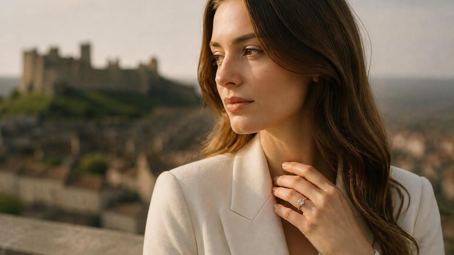 Best engagement rings in Dudley — Satéur Destinée Ring with Dudley Castle