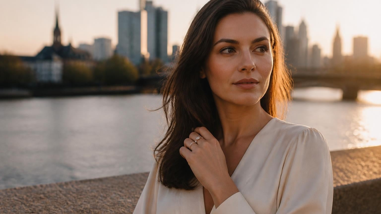 Best engagement rings in Frankfurt — Satéur Destinée Ring, Mainhattan skyline