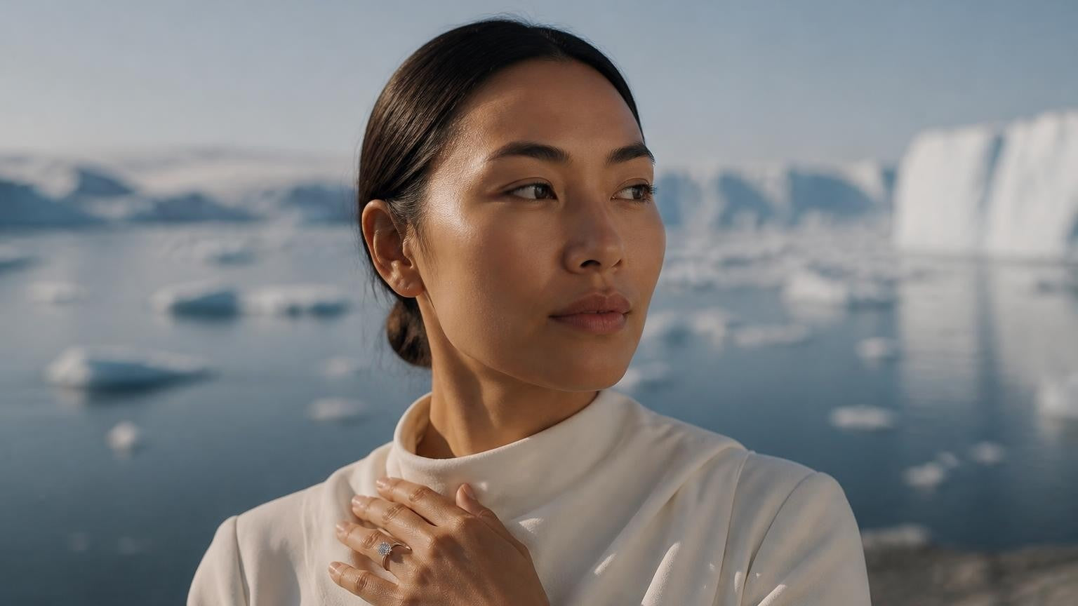 Best engagement rings in Greenland — Satéur Destinée Ring™ with the Ilulissat Icefjord