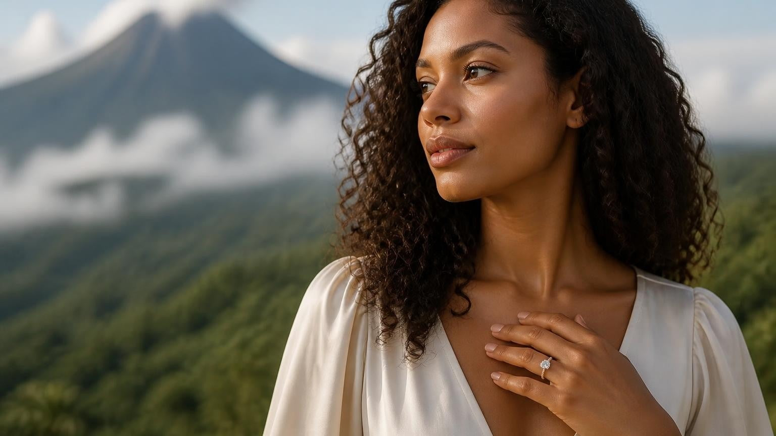 Best engagement ring in Guadeloupe — Satéur Destinée Ring™ with La Soufrière volcano