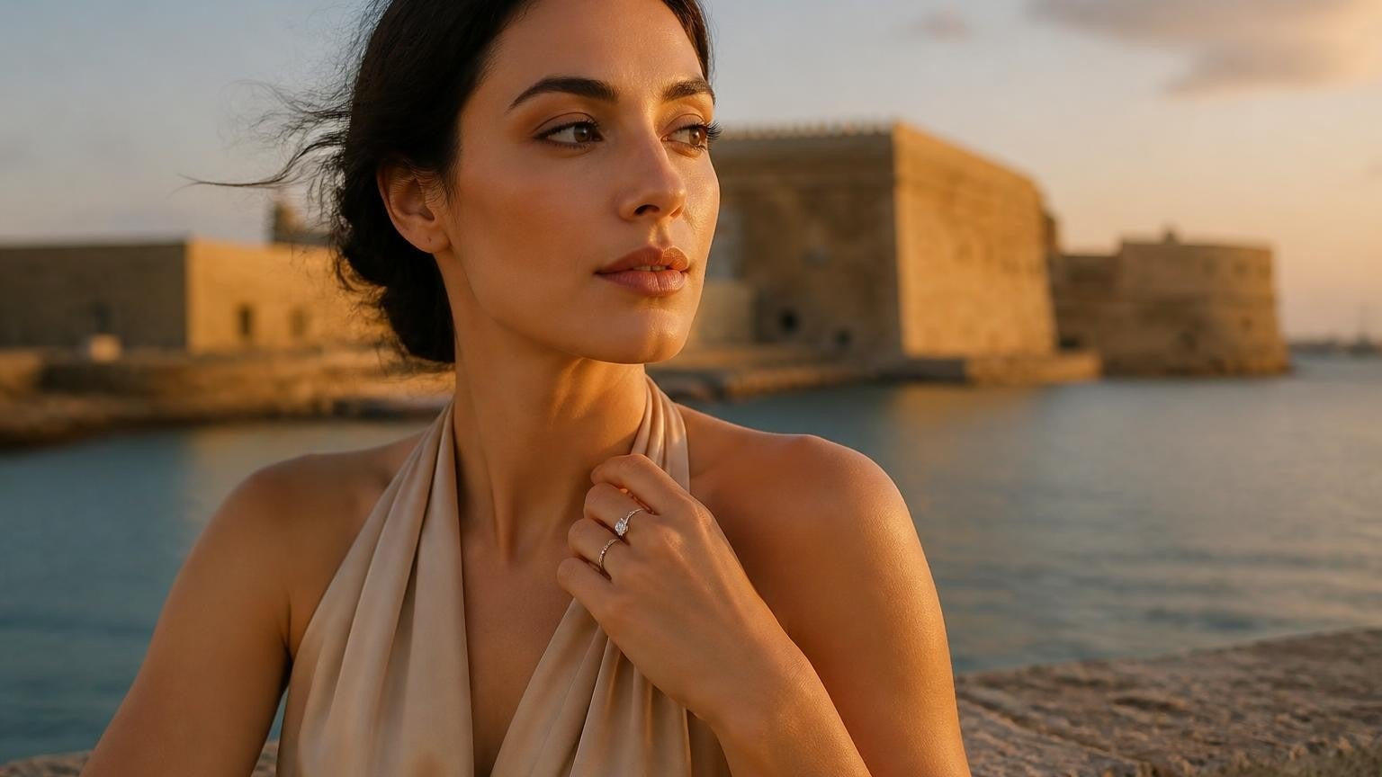 Best engagement rings in Heraklion — Satéur Destinée Ring with Koules Venetian fortress