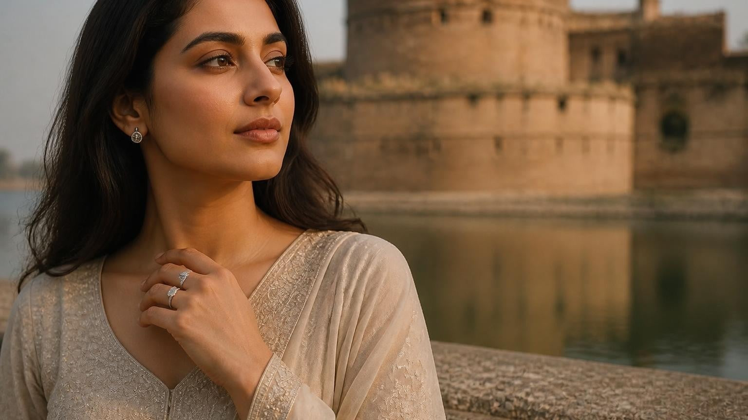 Best engagement rings in Ludhiana — Satéur Destinée Ring with Phillaur Fort backdrop