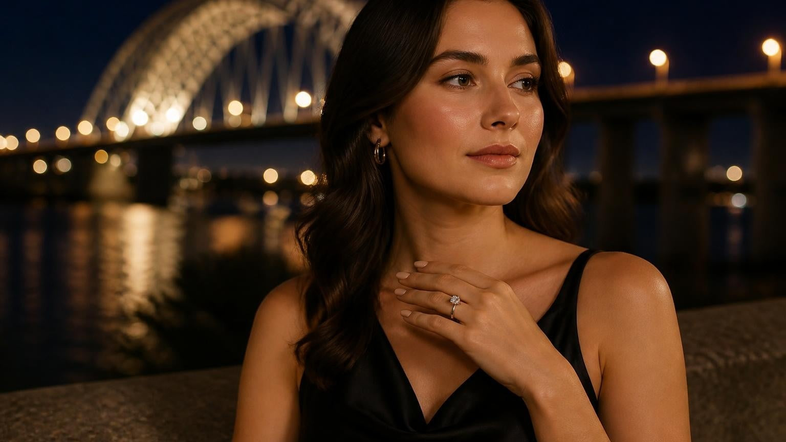 Best engagement rings in Memphis — Satéur Destinée Ring, Hernando de Soto Bridge