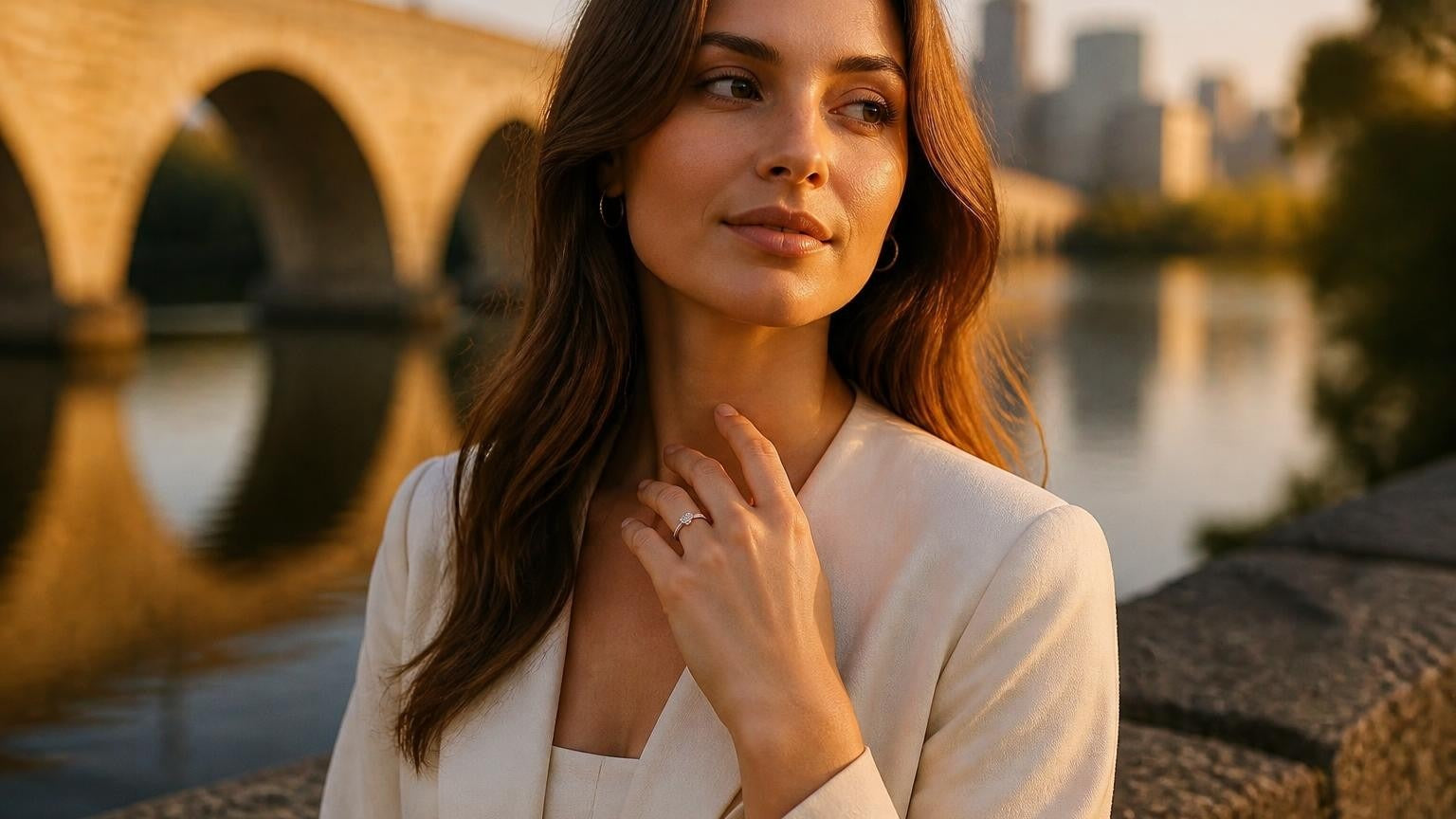 Best engagement rings in Minneapolis — Satéur Destinée Ring™ at the Stone Arch Bridge