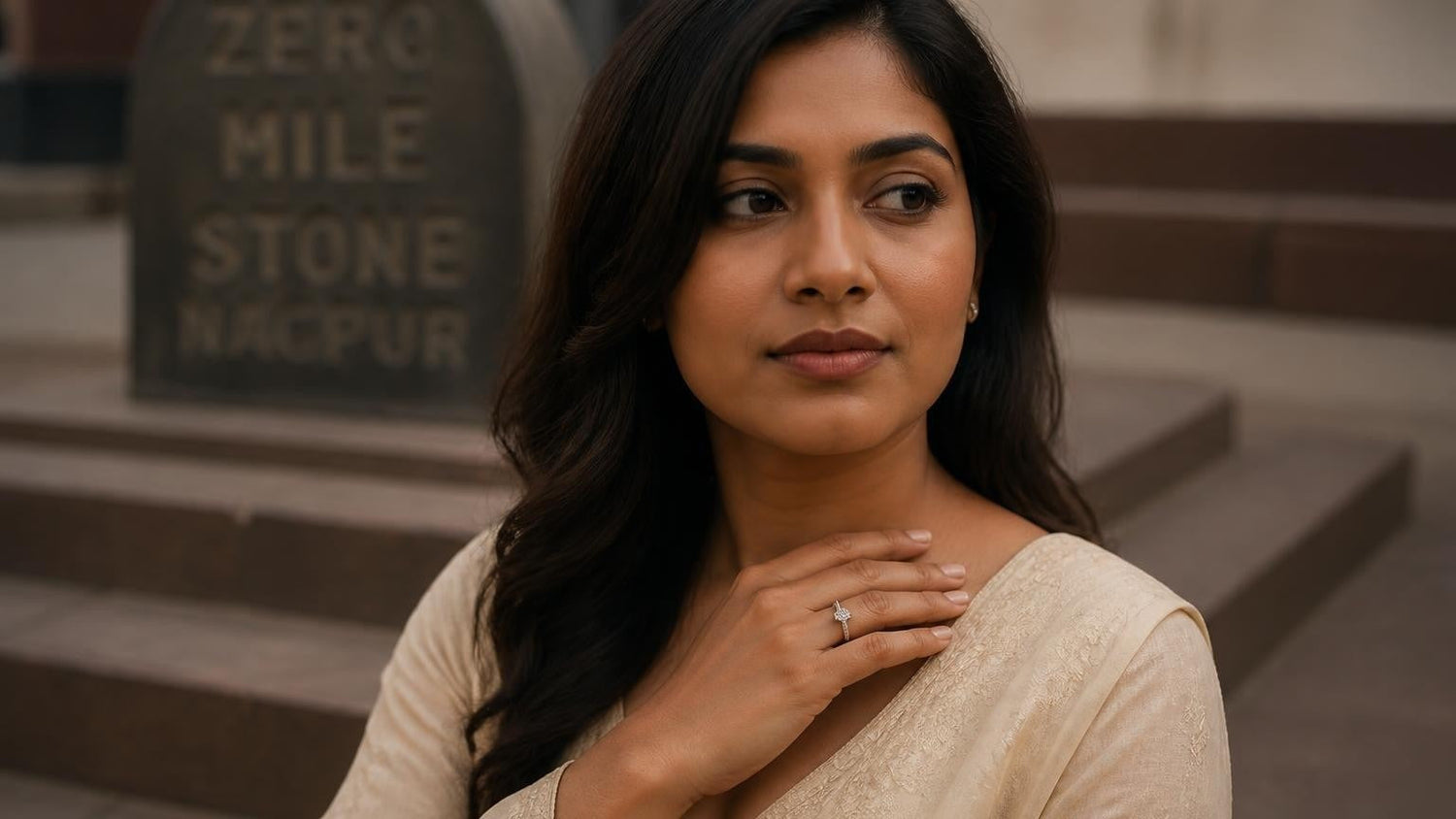 Best engagement ring in Nagpur — Satéur Destinée Ring™ with Zero Mile Stone landmark