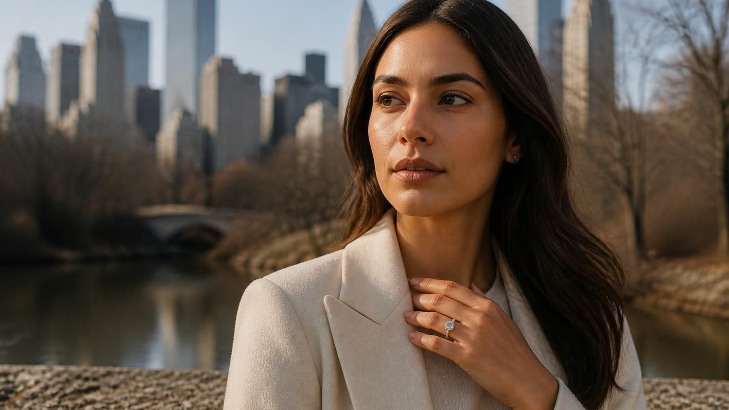 Best engagement rings in New York — Satéur Destinée Ring with Central Park backdrop