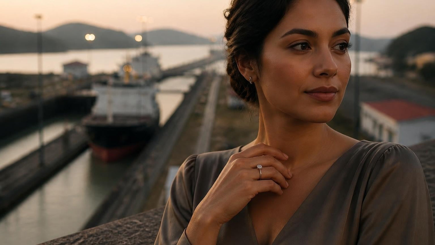 Best engagement rings in Panama — Satéur Destinée Ring™ at Panama Canal Miraflores Locks