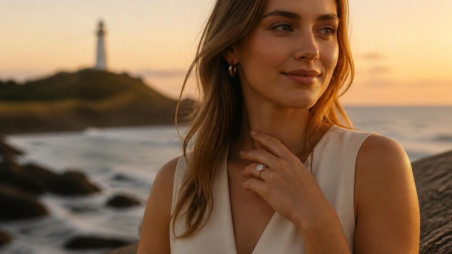 Best engagement rings in Port Macquarie — Satéur Destinée Ring at Tacking Point lighthouse
