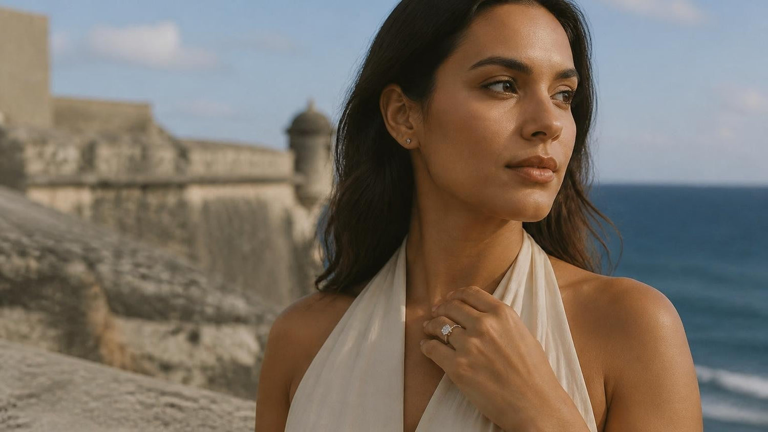 Best engagement rings in Puerto Rico — Satéur Destinée Ring at El Morro fortress