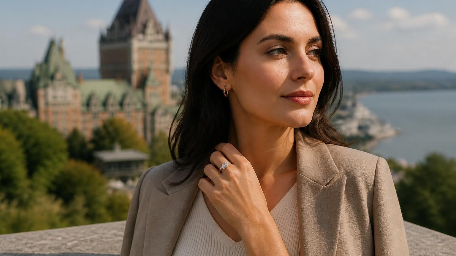 Best engagement rings in Quebec City — Satéur Destinée Ring™ with Château Frontenac