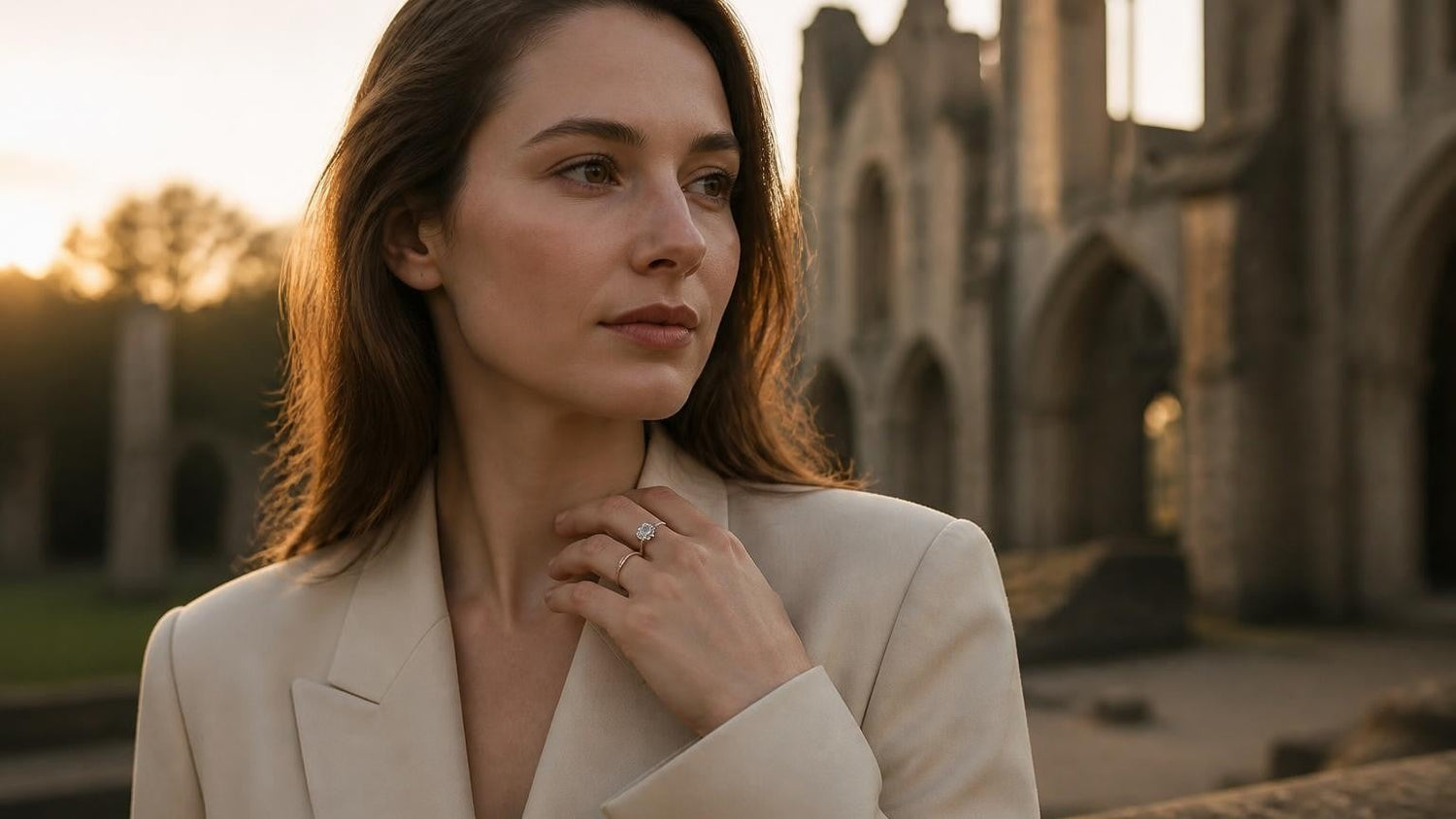 Best engagement rings in Reading — Satéur Destinée Ring at Reading Abbey ruins
