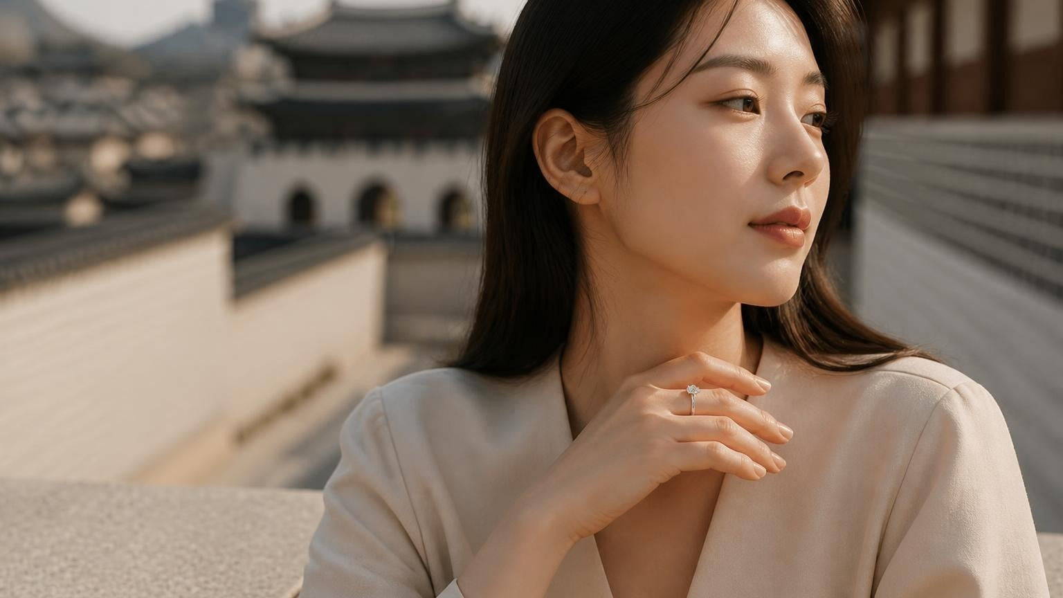 Best engagement rings in Seoul — Satéur Destinée Ring with Gyeongbokgung Palace