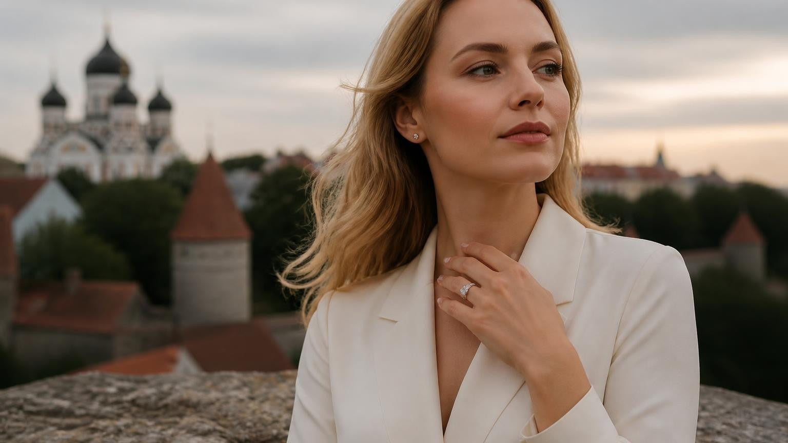 Best engagement rings in Tallinn — Satéur Destinée Ring with Toompea Hill and Alexander Nevsky Cathedral