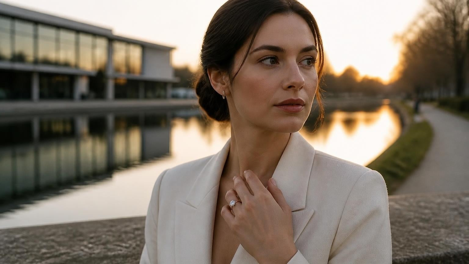 Best engagement rings in Woking — Satéur Destinée Ring at the Basingstoke Canal
