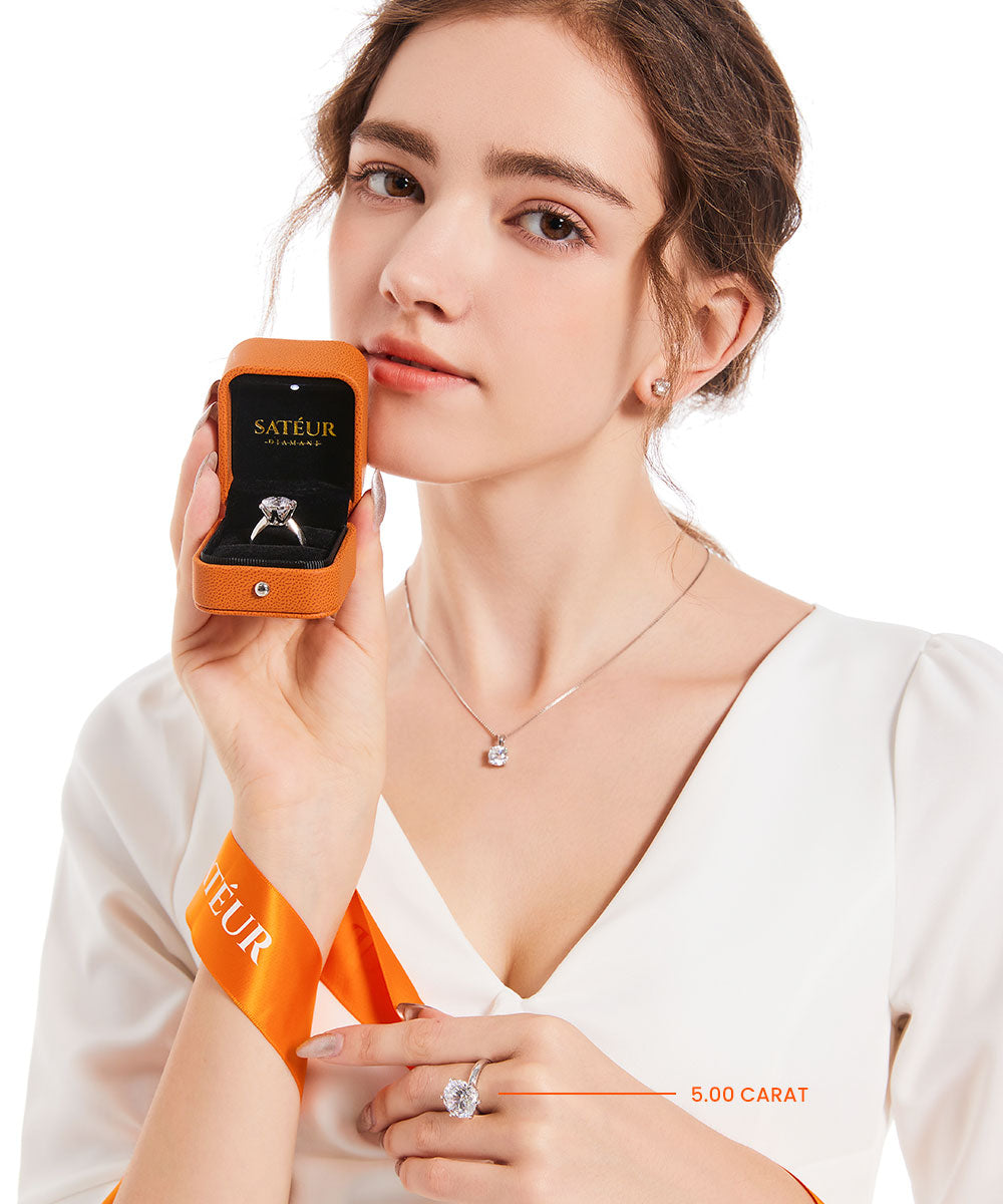 Satéur Destinée Diamant-Halskette™, 18K Weißgold, Runde Schliff