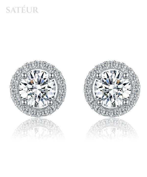 Satéur Belle Dame 鑽石耳環™,18K 白金,圓形切割