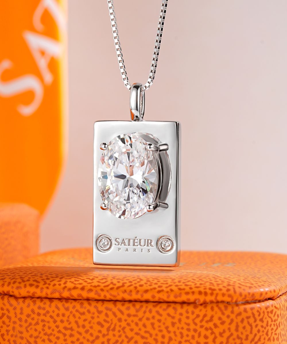 Satéur Parisian Treasure® Ovale Diamond Necklace, 18K White Gold