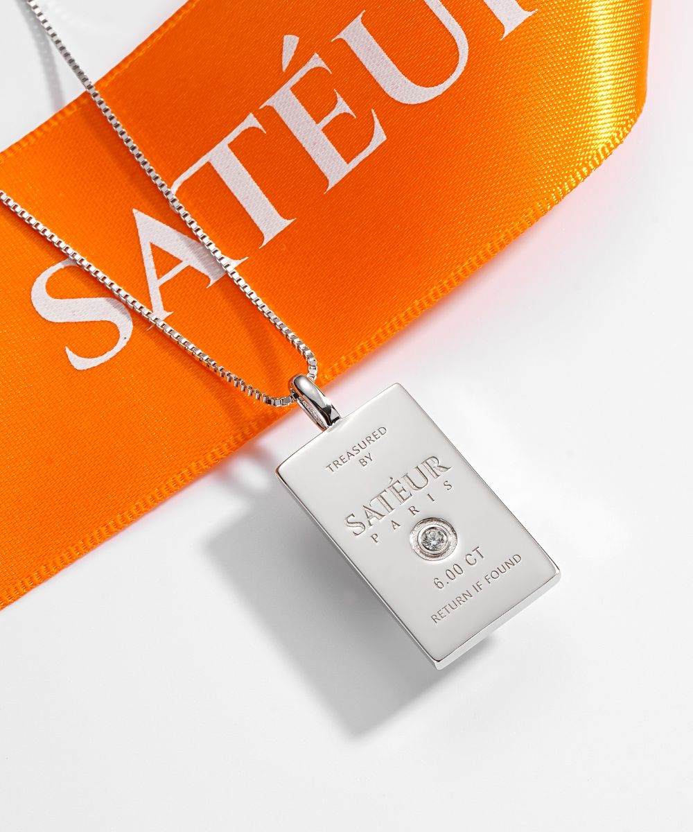 Satéur Parisian Treasure® Poire Diamond Necklace, 18K White Gold