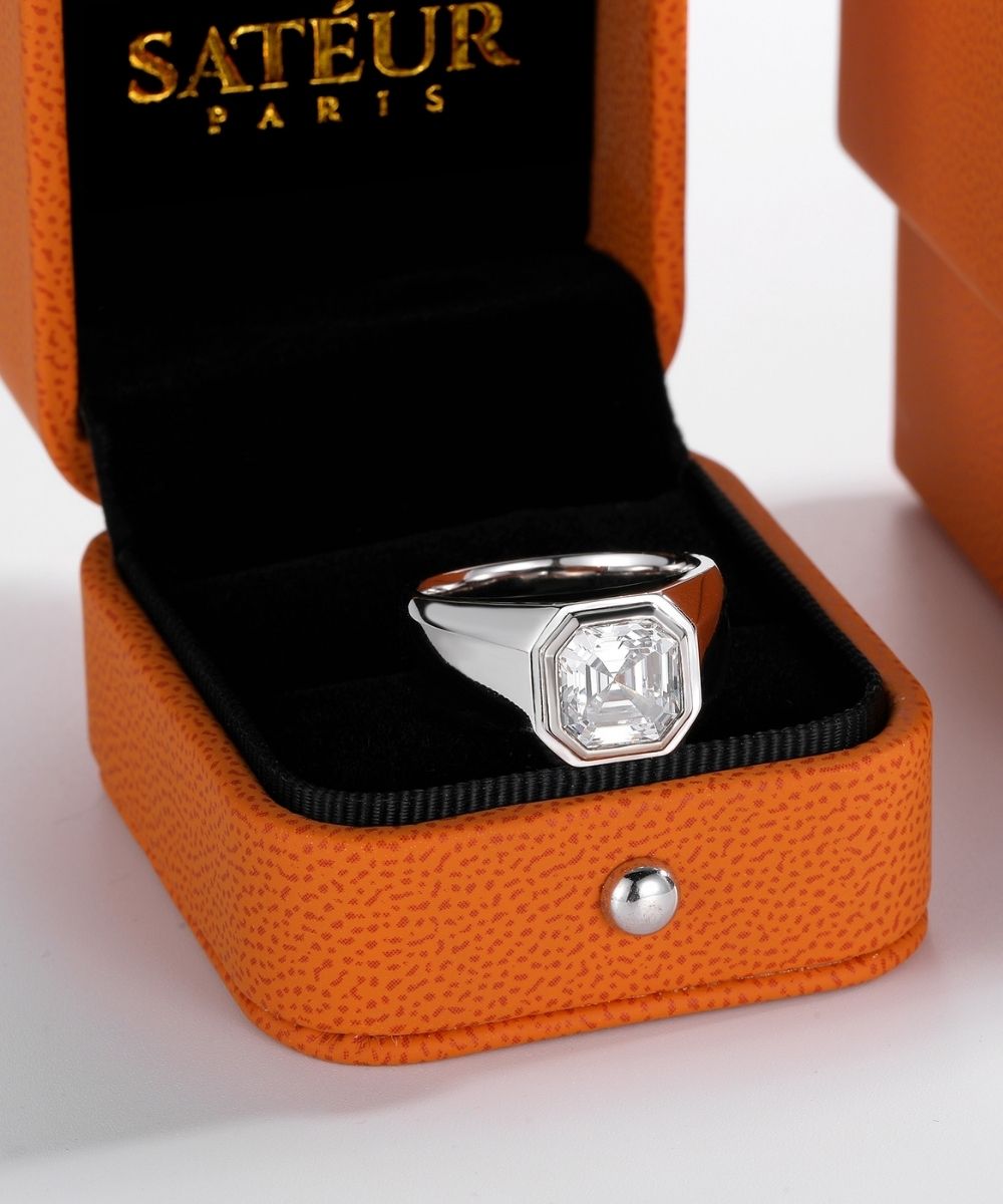 Satéur Homme Silver Latérale Diamond Ring™, 18K White Gold