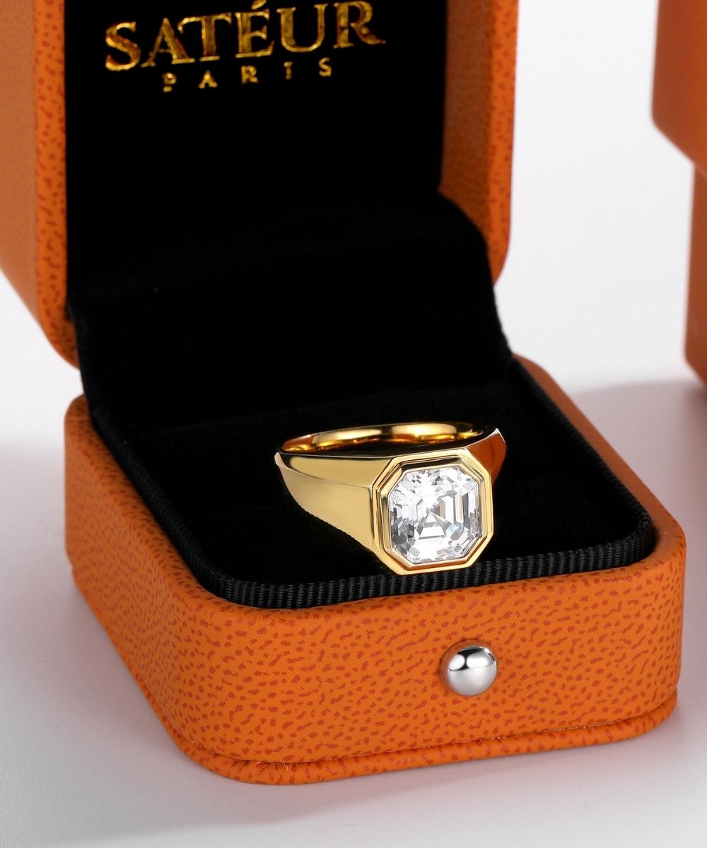 Satéur Homme Gold Latérale Diamond Ring™, 18K Gold