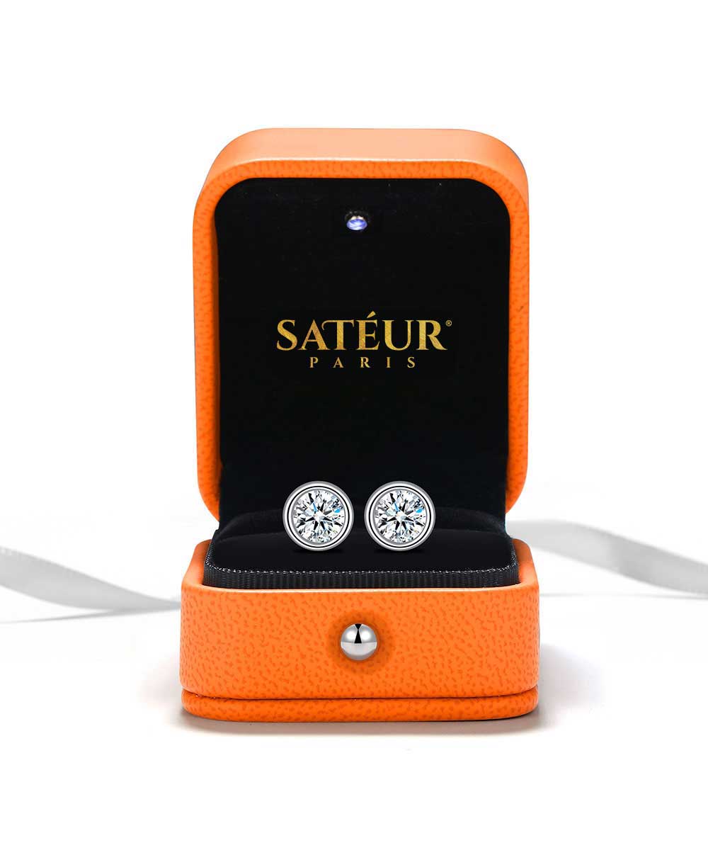 Satéur Soleil Diamond Earrings™, 18K White Gold