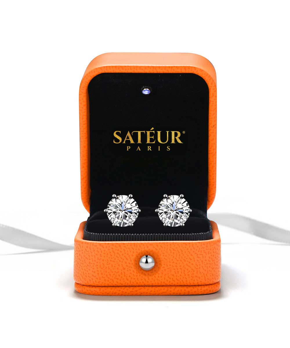 Satéur Destinée 鑽石耳環™,18K 白金,圓形切割