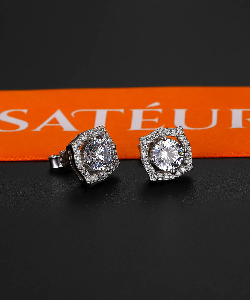 Satéur Le Princess Diamond Earrings™, 18K White Gold
