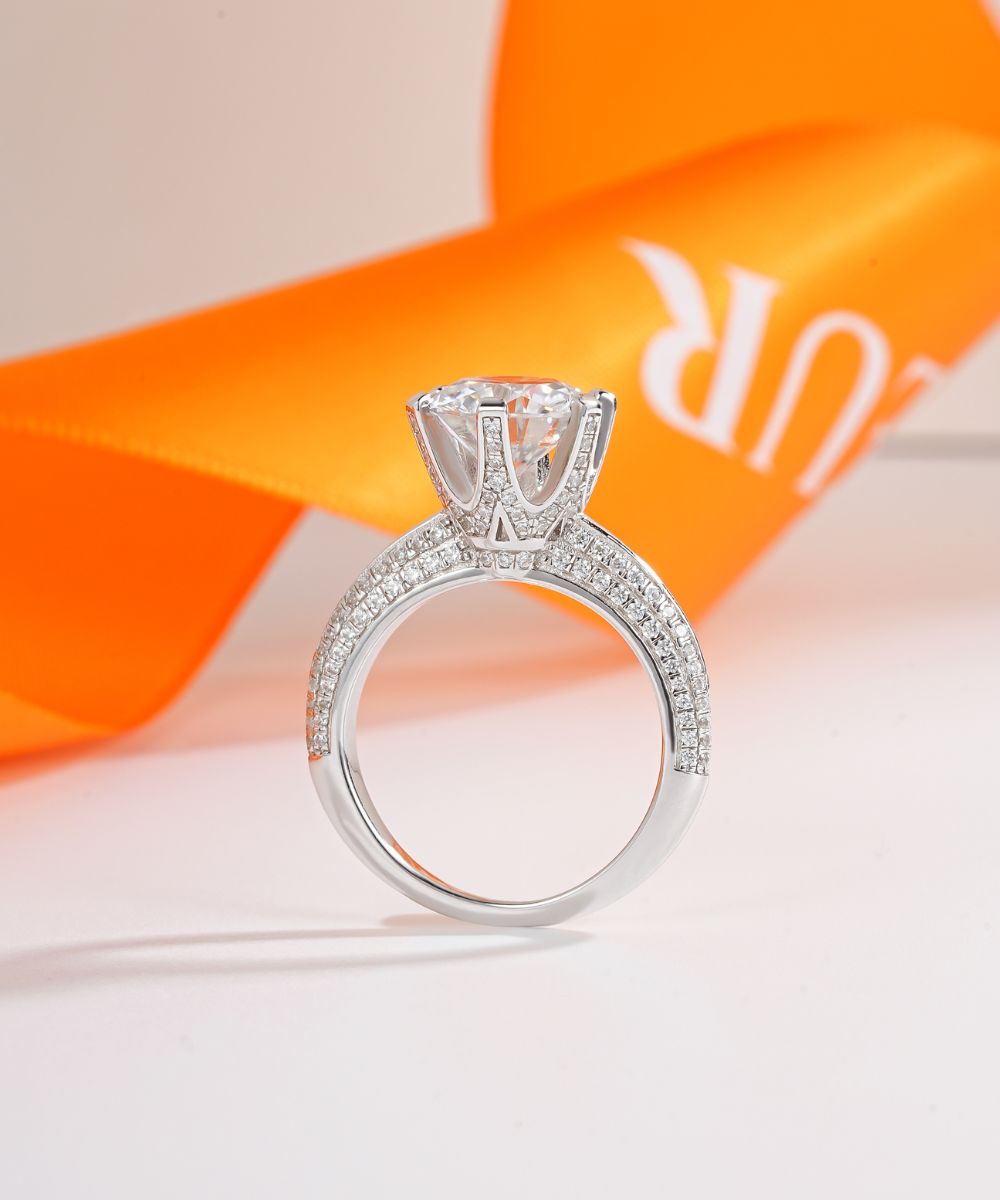 Anel de Diamantes Satéur Royale™, Ouro Branco 18K, Corte Redondo