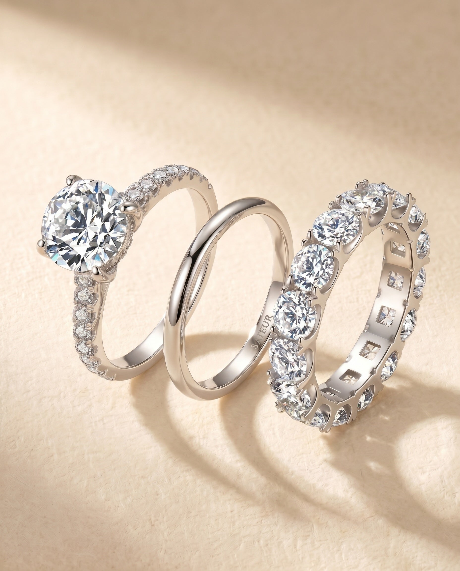 Satéur 1874™ Diamond Collector Bundle™, 18K White Gold, Round Cut