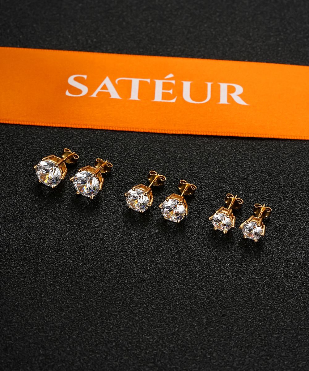 Satéur Aurous Gold Destinée 鑽石耳環™,18K 金,圓形切割