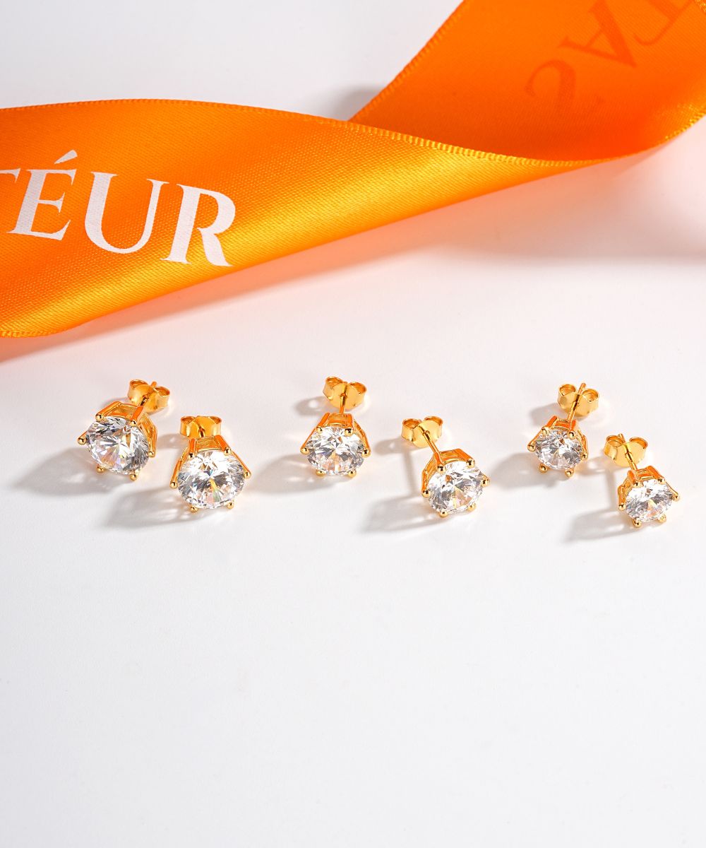 Satéur Aurous Gold Destinée 鑽石耳環™,18K 金,圓形切割