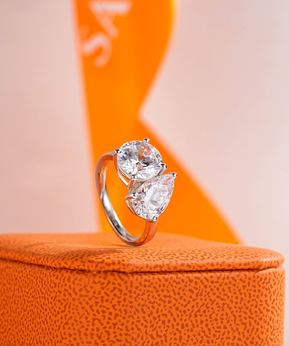 Satéur Duo Symbiose Diamond Ring™, 18K White Gold