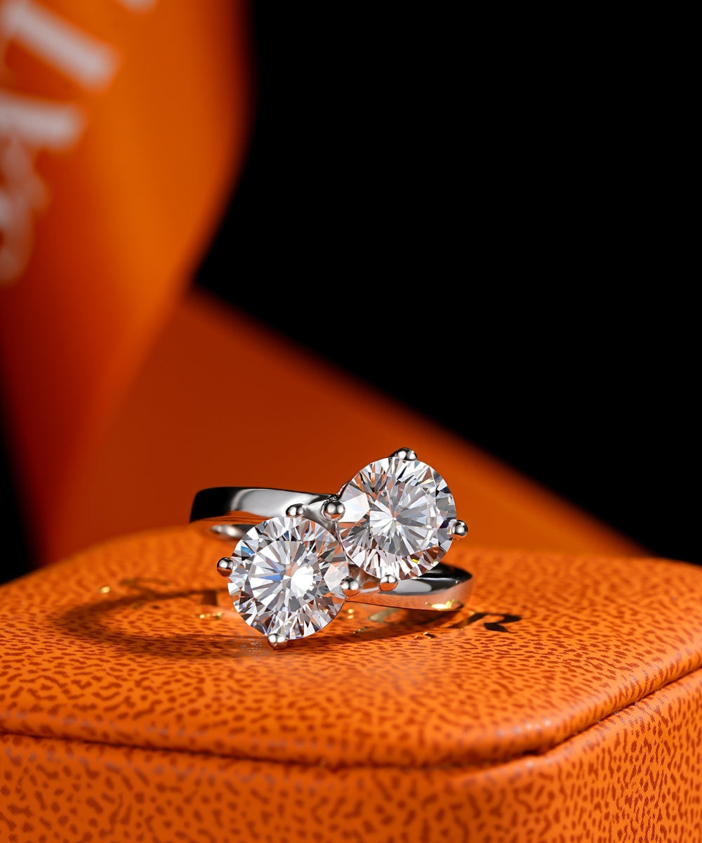 Satéur Duo Innovante Diamond Ring, 18K White Gold