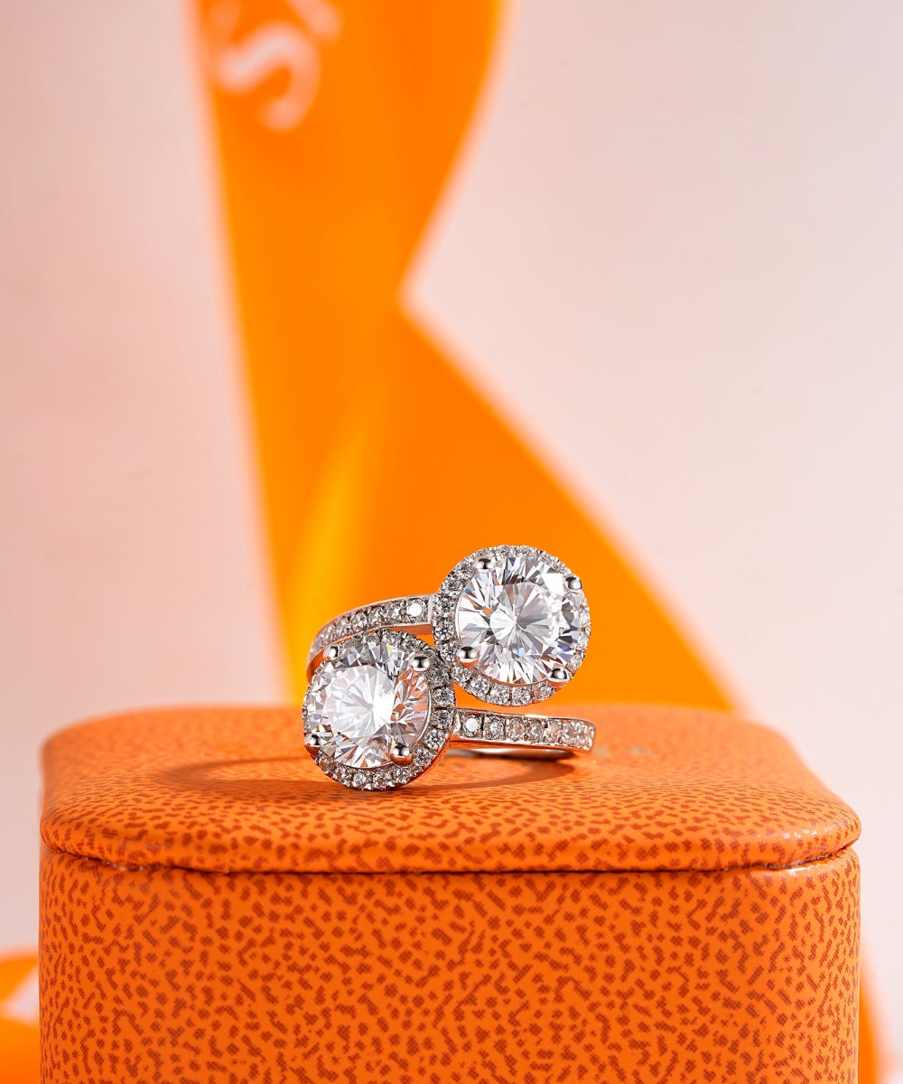 Satéur Duo Diversité Diamond Ring™, 18K White Gold