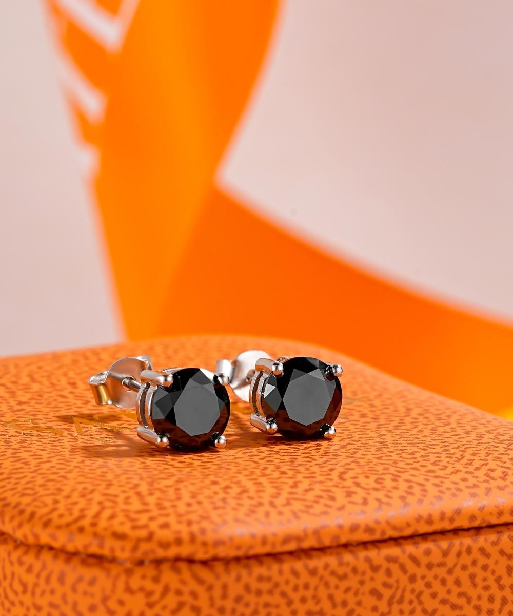 Satéur Black Ébène Diamond Earrings™, 18K White Gold