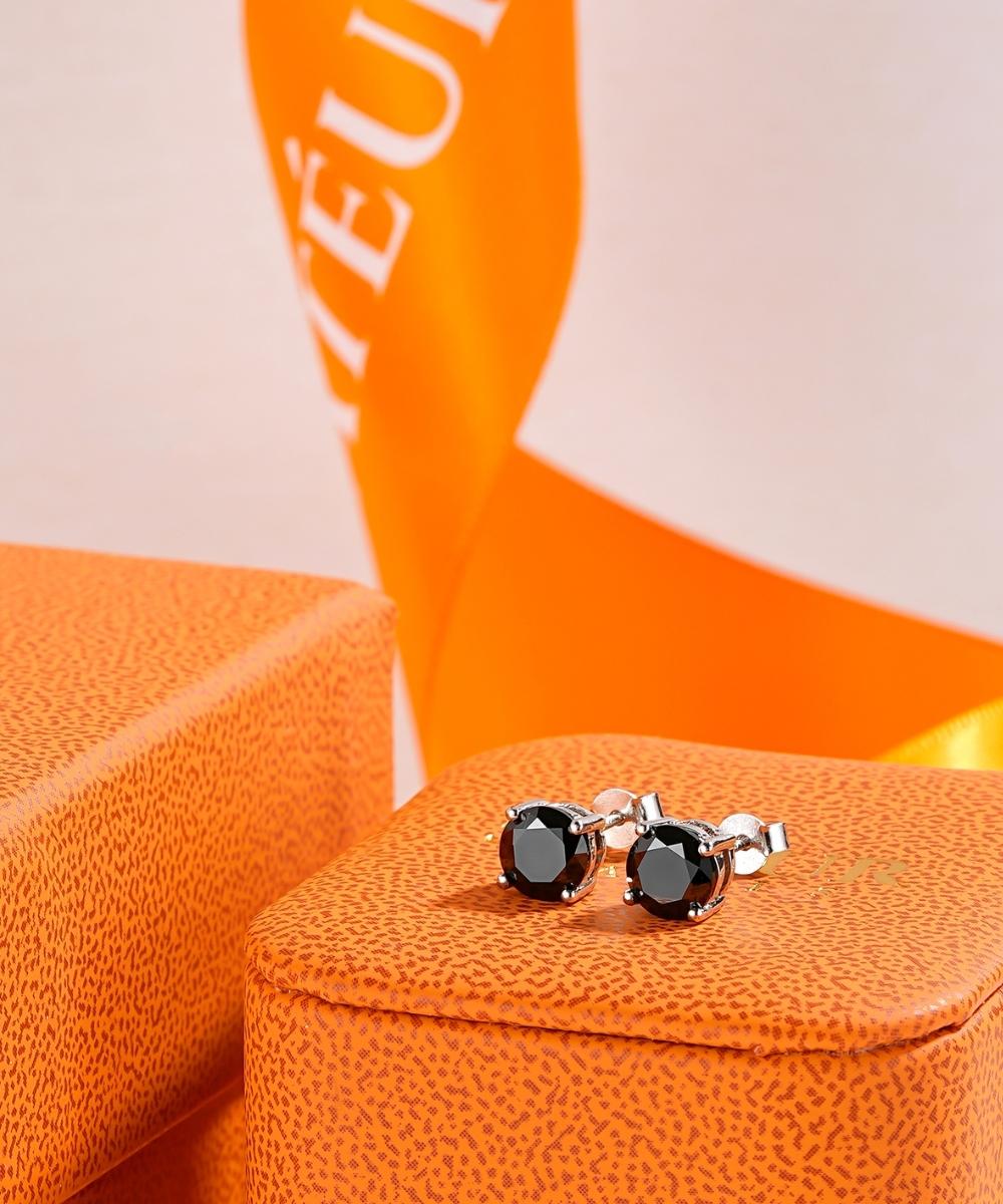 Satéur Black Ébène Diamond Earrings™, 18K White Gold
