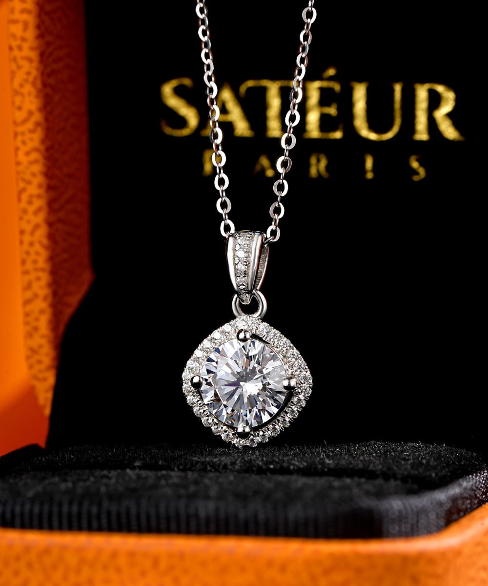 Satéur Aura Diamond Necklace™, 18K White Gold