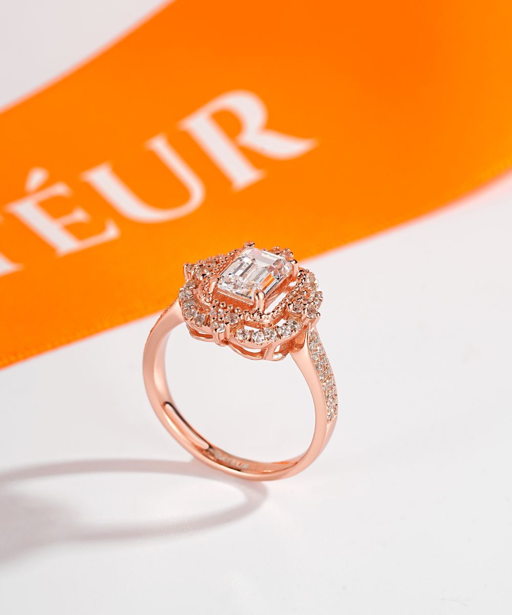 Satéur Rétro Rosé Éclat Diamond Ring™, 18K Rose Gold