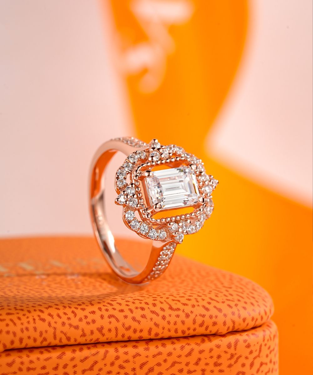Satéur Rétro Rosé Éclat Diamond Ring™, 18K Rose Gold
