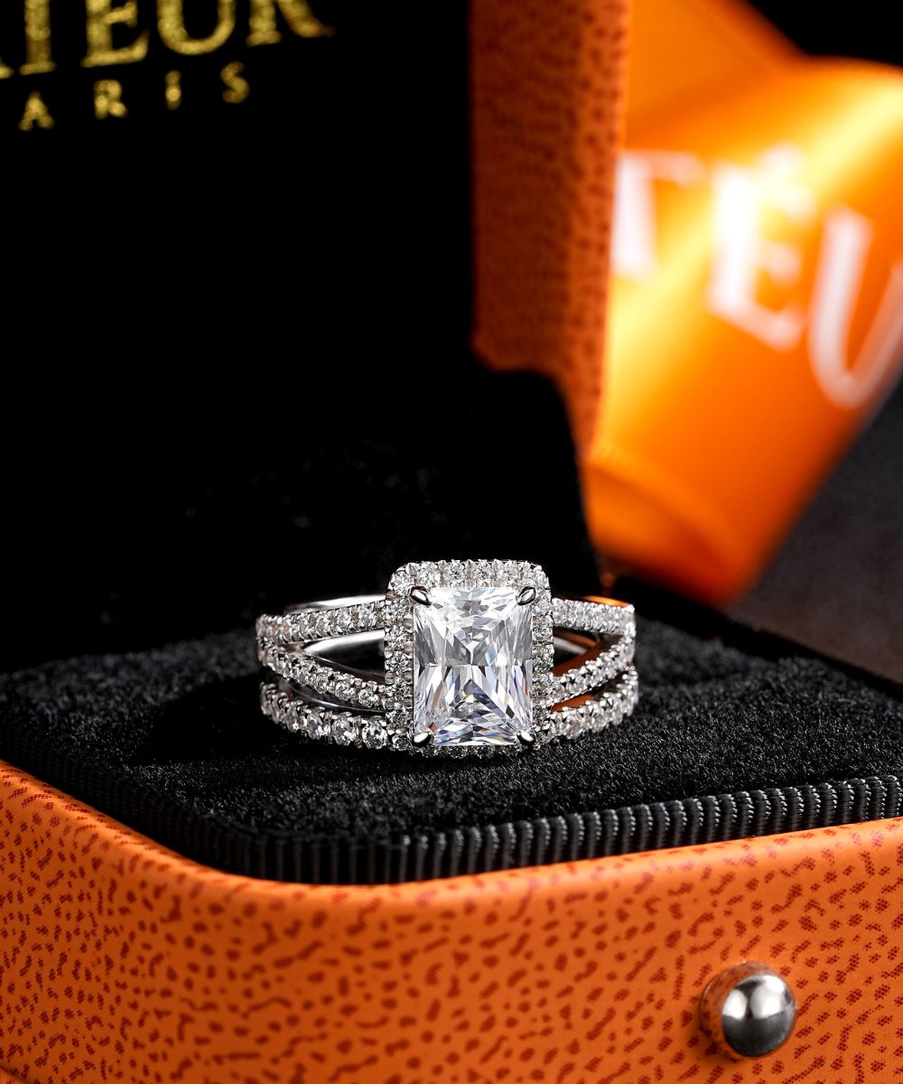 Satéur Radieux Wedding Diamond Ring Set™, 18K White Gold