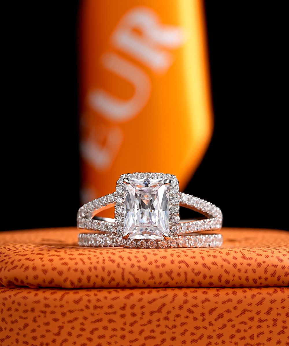 Satéur Radieux Wedding Diamond Ring Set™, 18K White Gold