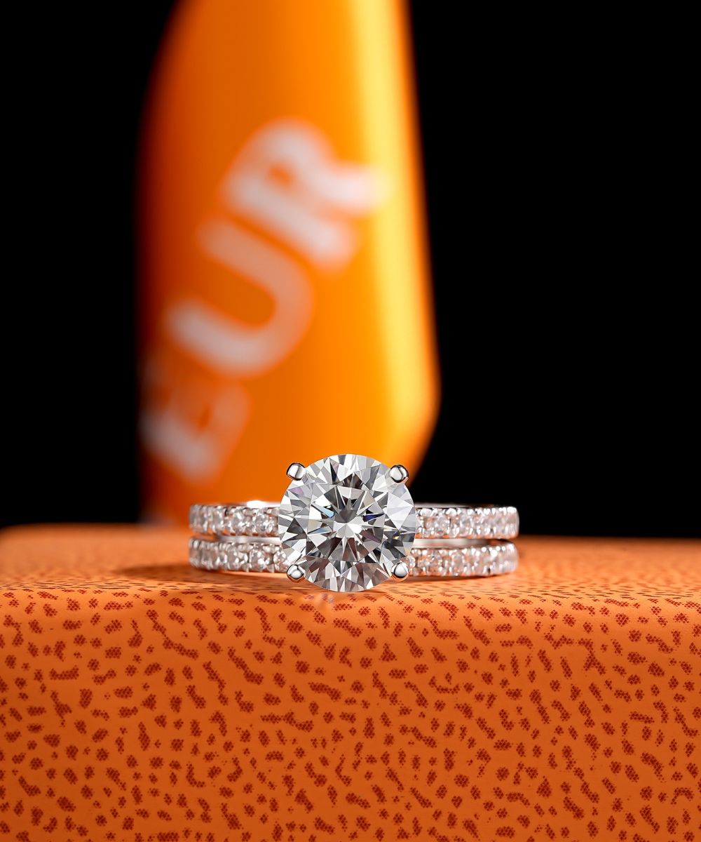 Satéur Cercle Wedding Diamond Ring Set™, 18K White Gold