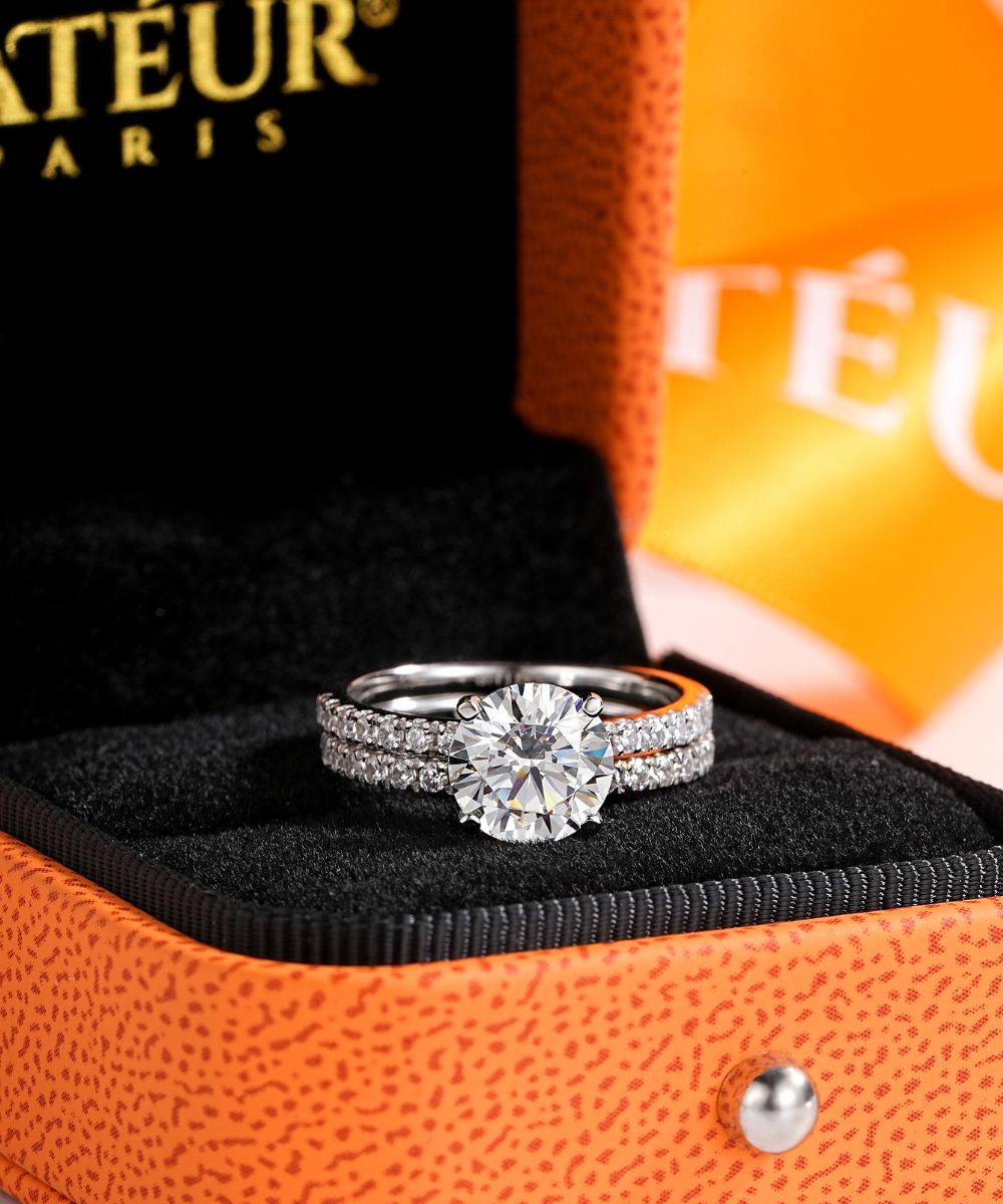 Satéur Cercle Wedding Diamond Ring Set™, 18K White Gold